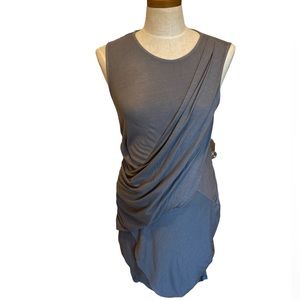 Michael Stars Gray Ruched Crew Neck, Jersey Knit Tank Dress, Size Medium